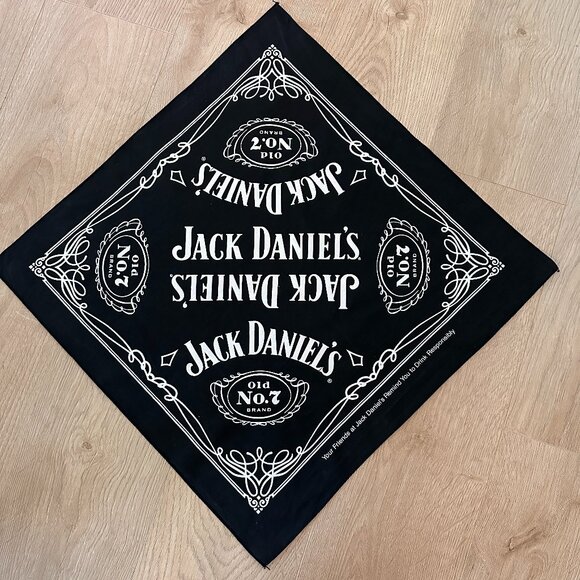 Jack Daniels Unisex Bandana/Scarf - Black/White - Picture 1 of 6